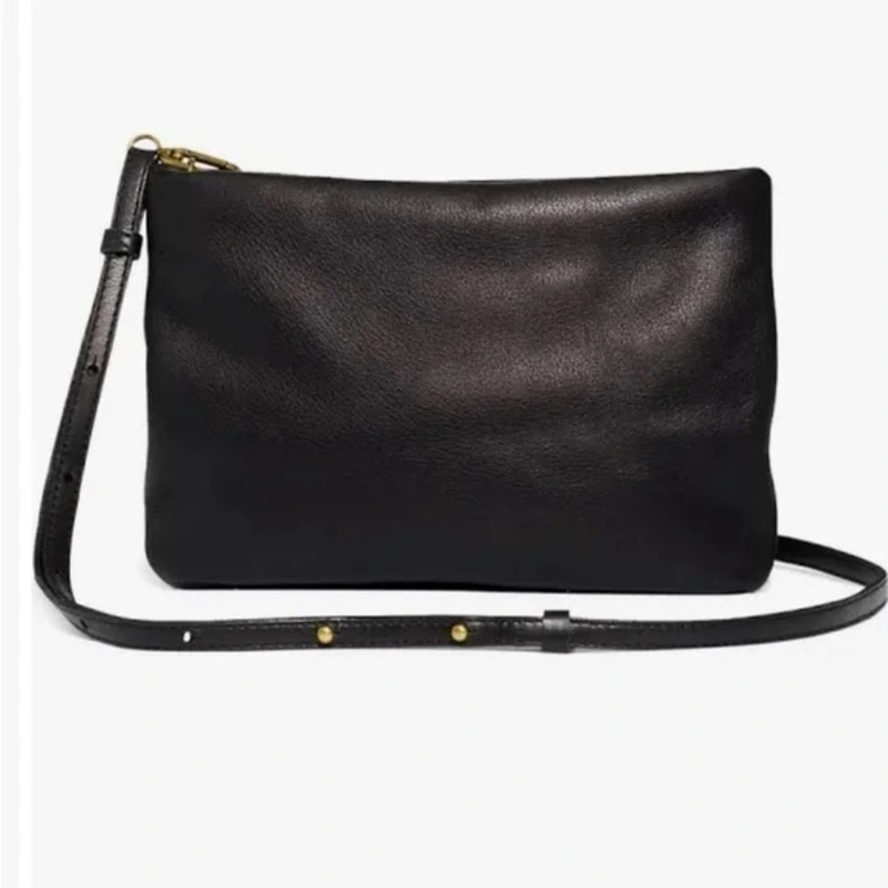 Madewell black puff leather crossbody bag black